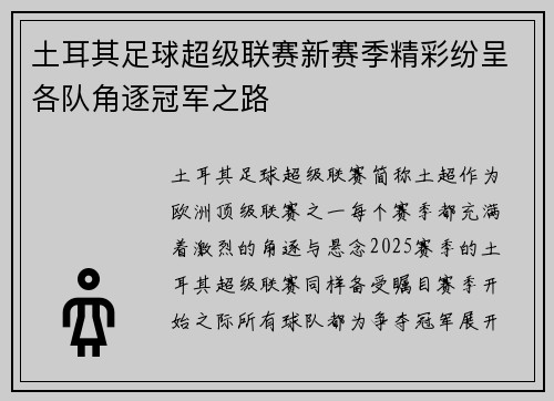 土耳其足球超级联赛新赛季精彩纷呈各队角逐冠军之路